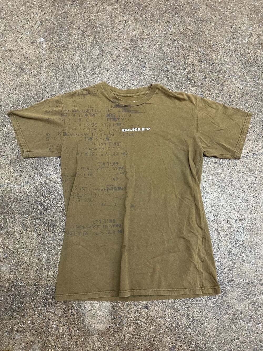 Vintage Y2K Oakley Software Spellout Logo Shirt Sz Medium Army Green
